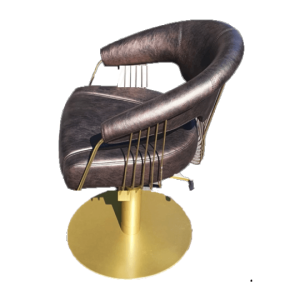Scaun coafor / styling chair Alpeda ELITE GOLD SL, culoare piele maro, OUTLET
